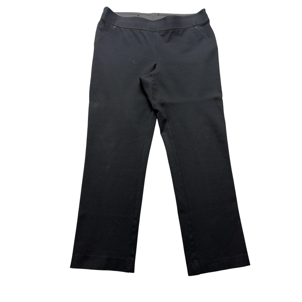 INC Ponte Pull On Pants Womens 12 Black Straight Leg Stretch Work Career
